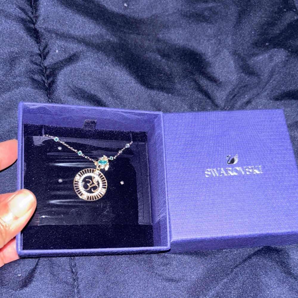 Swarovski Silver and Blue Necklace with Elegant Pendant